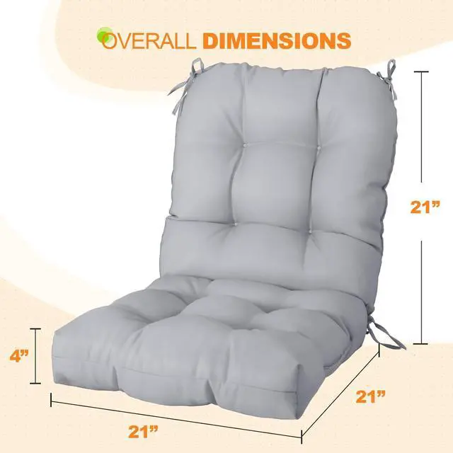 Alt view image 3 of 7 - Tufted Outdoor/Indoor Seat/Back Chair Cushions, 2 Pack, 42'' x 21'', Light Gray