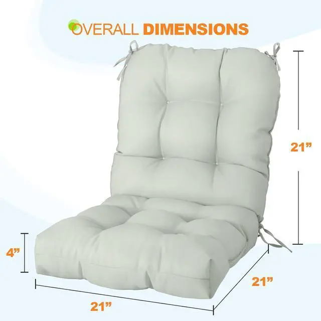 Alt view image 3 of 7 - Tufted Outdoor/Indoor Seat/Back Chair Cushions, 2 Pack, 42'' x 21'', Sage Green