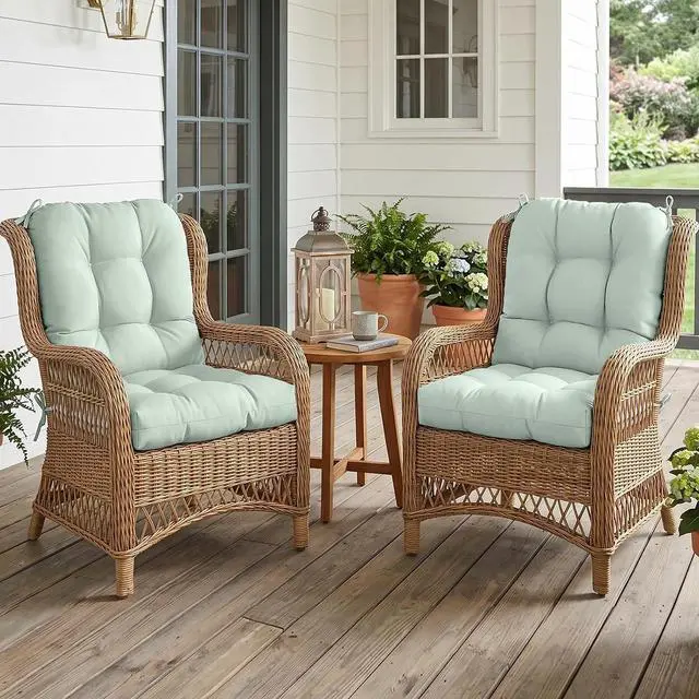 Alt view image 5 of 7 - Tufted Outdoor/Indoor Seat/Back Chair Cushions, 2 Pack, 42'' x 21'', Sage Green