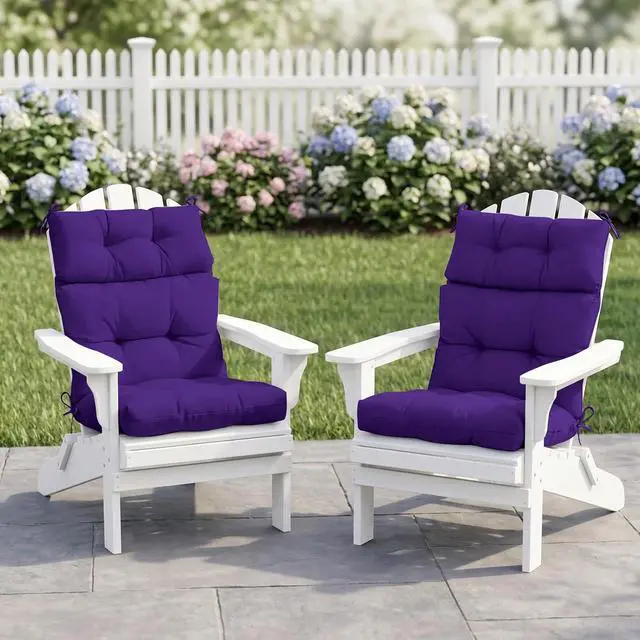 Alt view image 5 of 7 - Tufted Outdoor/Indoor High Back Patio Chair Cushions, 2 Pack, 46'' x 22'', Purple