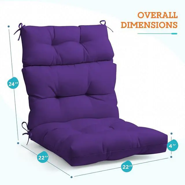 Alt view image 4 of 7 - Tufted Outdoor/Indoor High Back Patio Chair Cushions, 2 Pack, 46'' x 22'', Purple