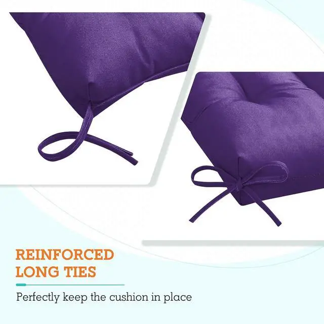 Alt view image 2 of 7 - Tufted Outdoor/Indoor High Back Patio Chair Cushions, 2 Pack, 46'' x 22'', Purple