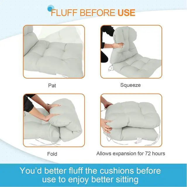 Alt view image 6 of 7 - Tufted Outdoor/Indoor Seat/Back Chair Cushions, 2 Pack, 42'' x 21'', Sage Green