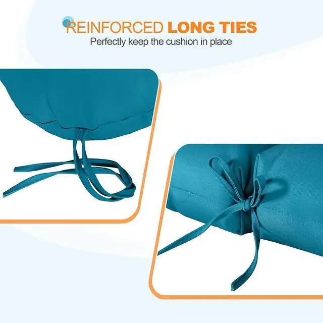 Alt view image 2 of 7 - Tufted Outdoor/Indoor Seat/Back Chair Cushions, 2 Pack, 42'' x 21'', Peacock Blue