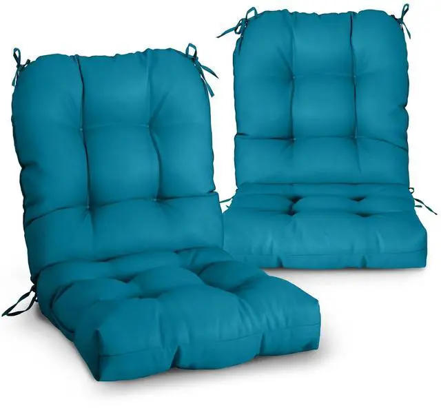 Main image of Tufted Outdoor/Indoor Seat/Back Chair Cushions, 2 Pack, 42'' x 21'', Peacock Blue