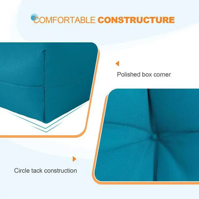 Alt view image 4 of 7 - Tufted Outdoor/Indoor Seat/Back Chair Cushions, 2 Pack, 42'' x 21'', Peacock Blue