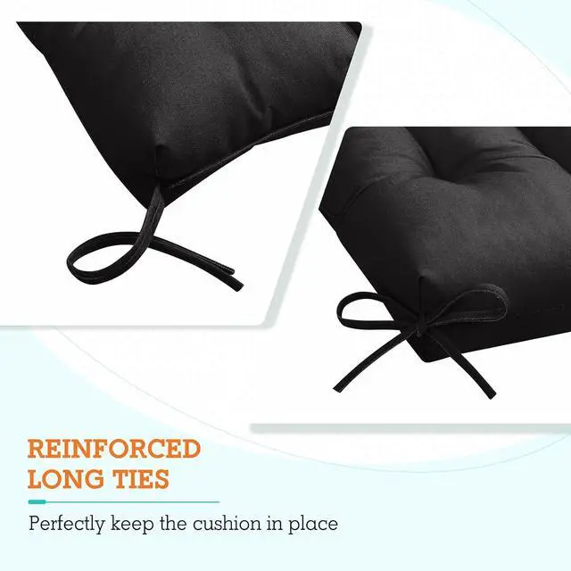 Alt view image 2 of 7 - Tufted Outdoor/Indoor High Back Patio Chair Cushions, 2 Pack, 46'' x 22'', Black