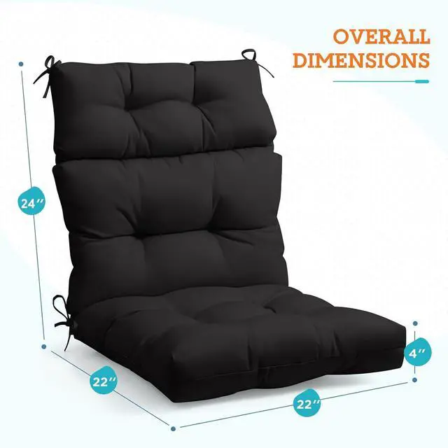 Alt view image 3 of 7 - Tufted Outdoor/Indoor High Back Patio Chair Cushions, 2 Pack, 46'' x 22'', Black