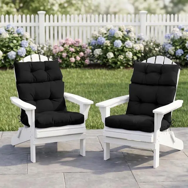 Alt view image 5 of 7 - Tufted Outdoor/Indoor High Back Patio Chair Cushions, 2 Pack, 46'' x 22'', Black