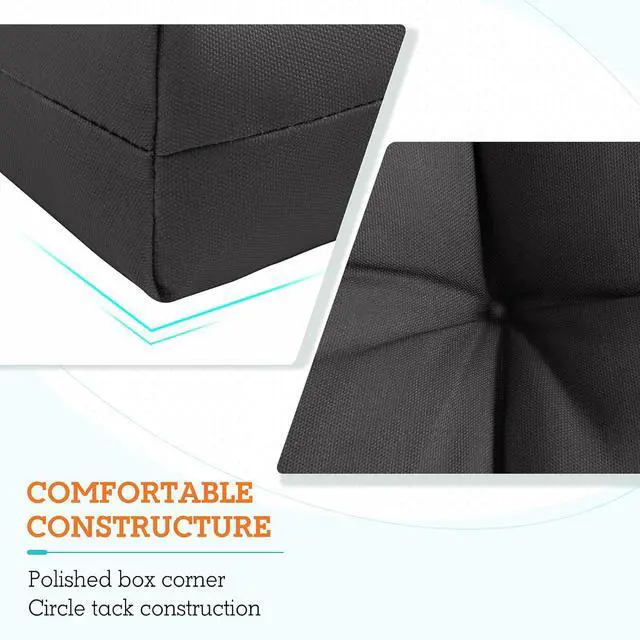 Alt view image 4 of 7 - Tufted Outdoor/Indoor High Back Patio Chair Cushions, 2 Pack, 46'' x 22'', Black