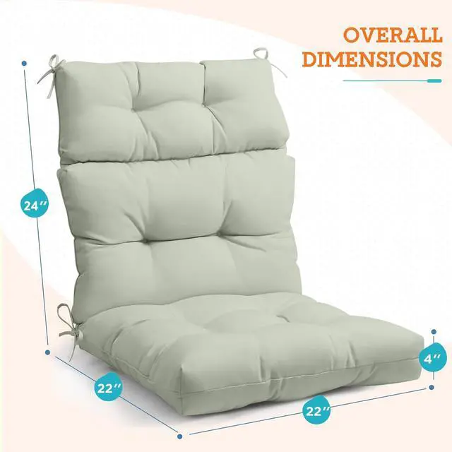 Alt view image 3 of 7 - Tufted Outdoor/Indoor High Back Patio Chair Cushions, 2 Pack, 46'' x 22'', Sage Green