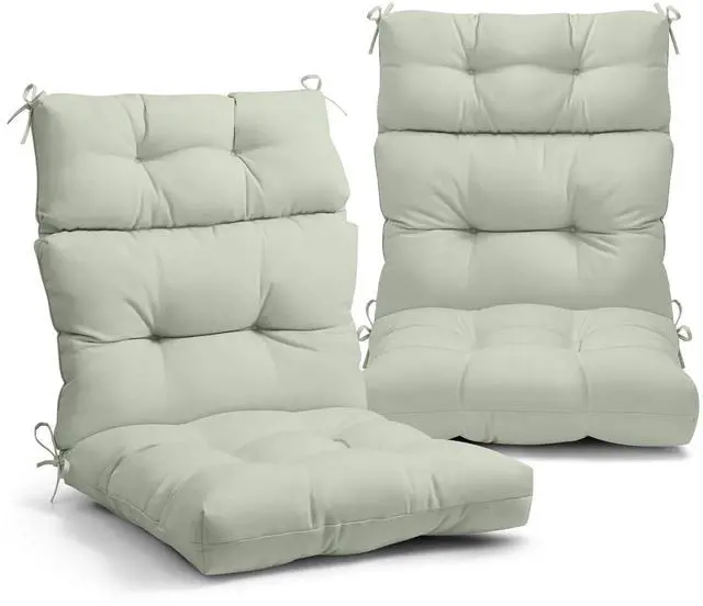 Main image of Tufted Outdoor/Indoor High Back Patio Chair Cushions, 2 Pack, 46'' x 22'', Sage Green
