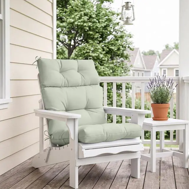 Alt view image 7 of 7 - Tufted Outdoor/Indoor High Back Patio Chair Cushions, 2 Pack, 46'' x 22'', Sage Green