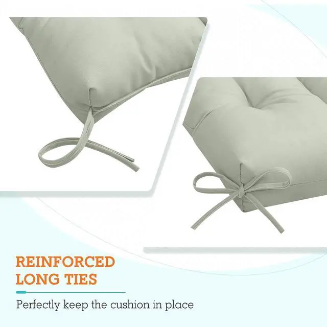 Alt view image 2 of 7 - Tufted Outdoor/Indoor High Back Patio Chair Cushions, 2 Pack, 46'' x 22'', Sage Green