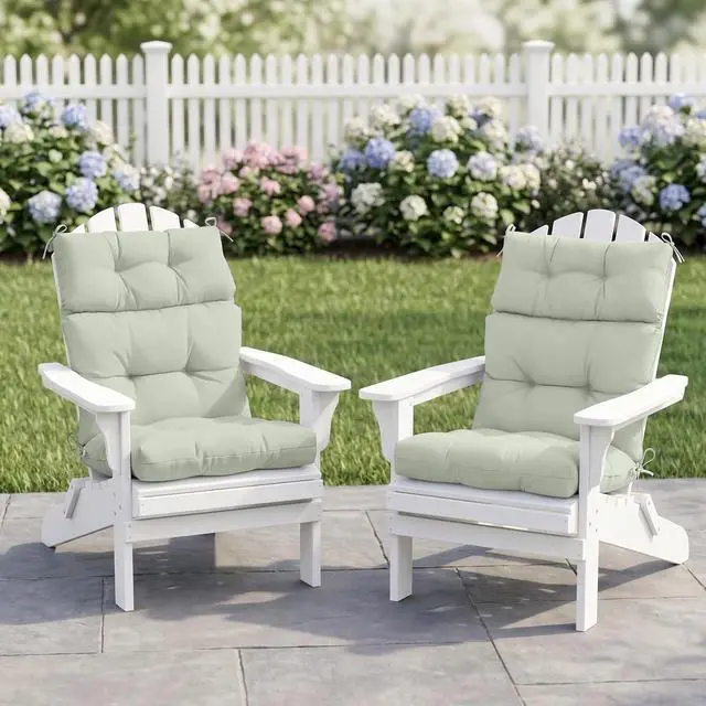 Alt view image 5 of 7 - Tufted Outdoor/Indoor High Back Patio Chair Cushions, 2 Pack, 46'' x 22'', Sage Green