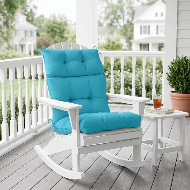 Alt view image 5 of 7 - Tufted Outdoor/Indoor High Back Patio Chair Cushion, 1 Pack, 46'' x 22'', Blue