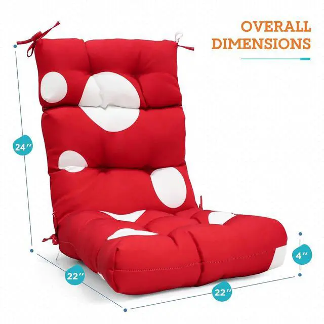 Alt view image 3 of 7 - Tufted Outdoor/Indoor High Back Patio Chair Cushions, 2 Pack, 46'' x 22'', Red Mushroom