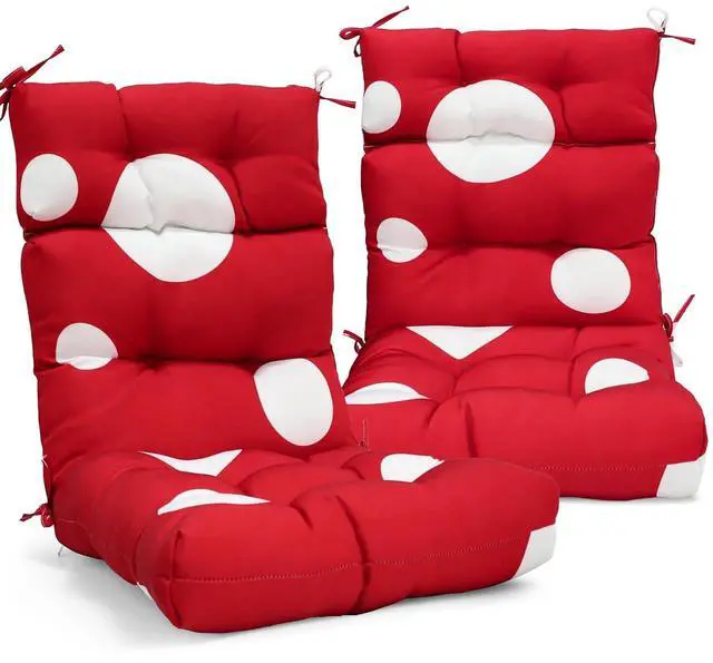Main image of Tufted Outdoor/Indoor High Back Patio Chair Cushions, 2 Pack, 46'' x 22'', Red Mushroom