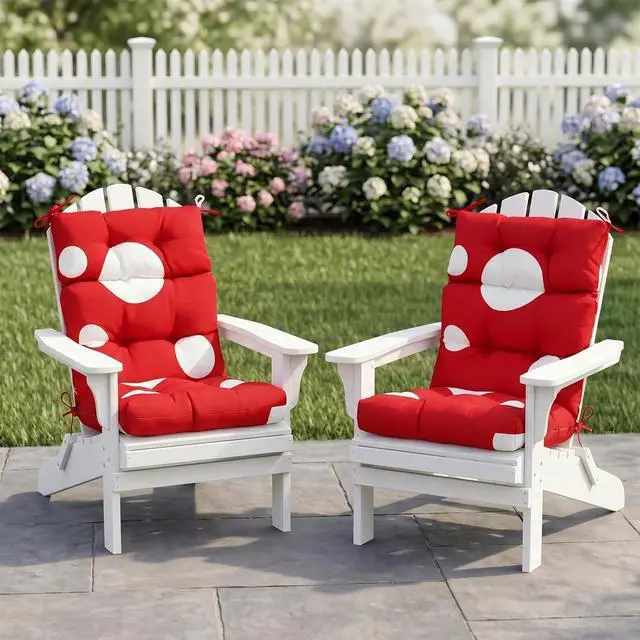 Alt view image 5 of 7 - Tufted Outdoor/Indoor High Back Patio Chair Cushions, 2 Pack, 46'' x 22'', Red Mushroom