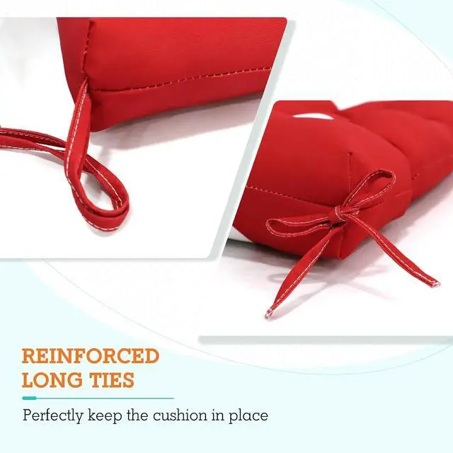 Alt view image 4 of 7 - Tufted Outdoor/Indoor High Back Patio Chair Cushions, 2 Pack, 46'' x 22'', Red Mushroom