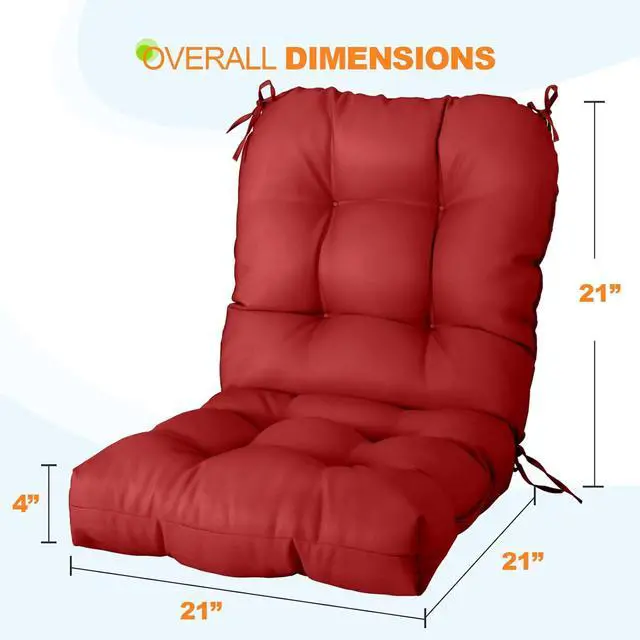 Alt view image 3 of 7 - Tufted Outdoor/Indoor Seat/Back Chair Cushions, 4 Pack, 42'' x 21'', Red
