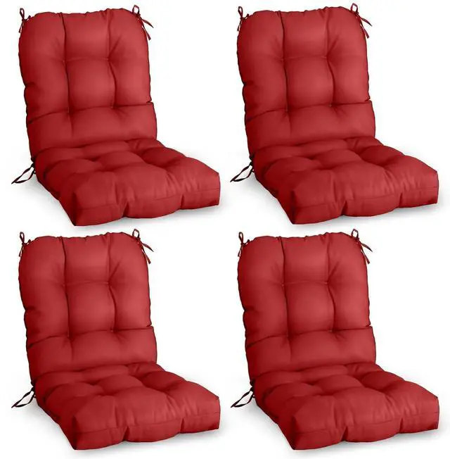 Main image of Tufted Outdoor/Indoor Seat/Back Chair Cushions, 4 Pack, 42'' x 21'', Red