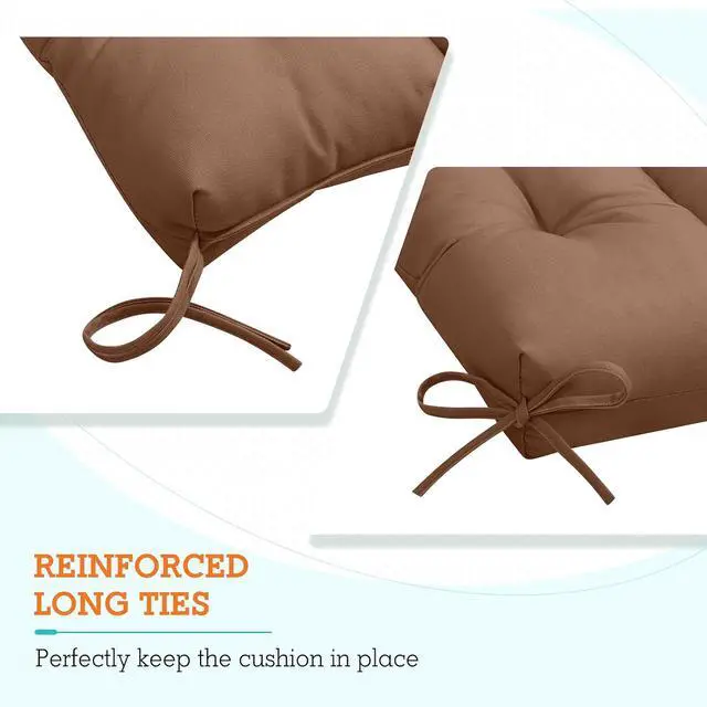 Alt view image 2 of 7 - Tufted Outdoor/Indoor High Back Patio Chair Cushions, 2 Pack, 46'' x 22'', Mocha