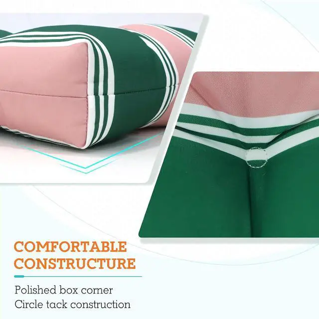 Alt view image 4 of 7 - Tufted Outdoor/Indoor High Back Patio Chair Cushions, 2 Pack, 46'' x 22'', Rosewood Stripe