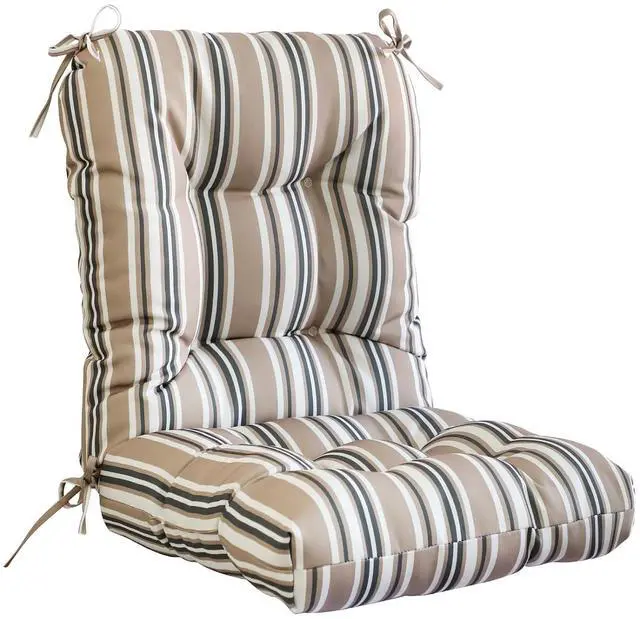 Main image of Tufted Outdoor/Indoor Seat/Back Chair Cushion, 1 Pack, 42'' x 21'', Beige Stripe