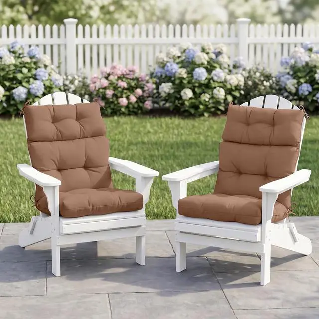 Alt view image 5 of 7 - Tufted Outdoor/Indoor High Back Patio Chair Cushions, 2 Pack, 46'' x 22'', Mocha