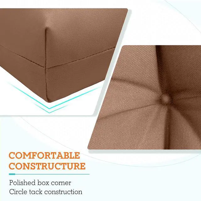 Alt view image 4 of 7 - Tufted Outdoor/Indoor High Back Patio Chair Cushions, 2 Pack, 46'' x 22'', Mocha