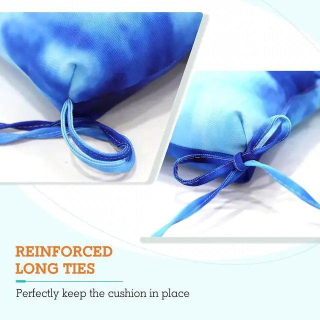 Alt view image 2 of 7 - Tufted Outdoor/Indoor High Back Patio Chair Cushions, 2 Pack, 46'' x 22'', Tie Dye Blue