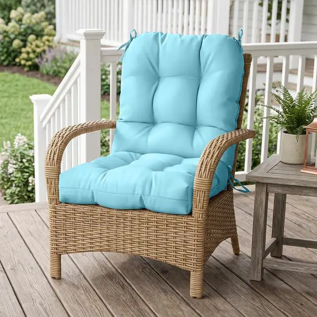 Alt view image 5 of 7 - Tufted Outdoor/Indoor Seat/Back Chair Cushion, 1 Pack, 42'' x 21'', Aqua Blue