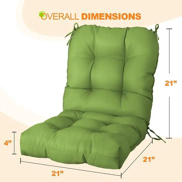 Alt view image 3 of 7 - Tufted Outdoor/Indoor Seat/Back Chair Cushions, 2 Pack, 42'' x 21'', Green