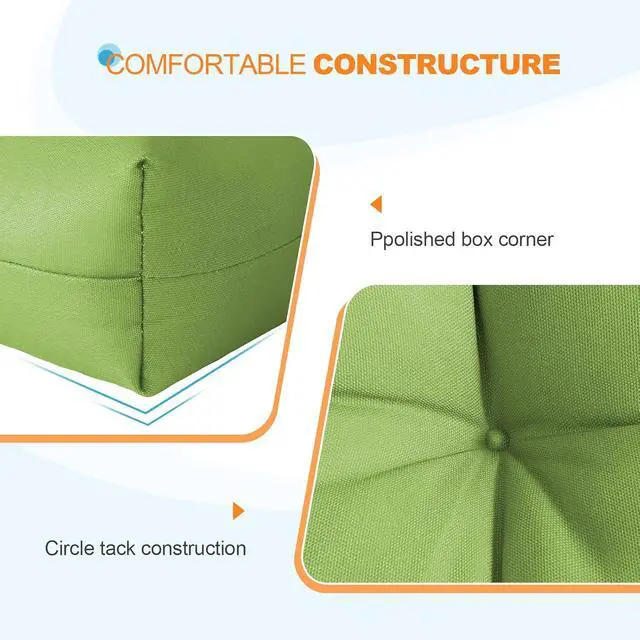 Alt view image 4 of 7 - Tufted Outdoor/Indoor Seat/Back Chair Cushions, 2 Pack, 42'' x 21'', Green