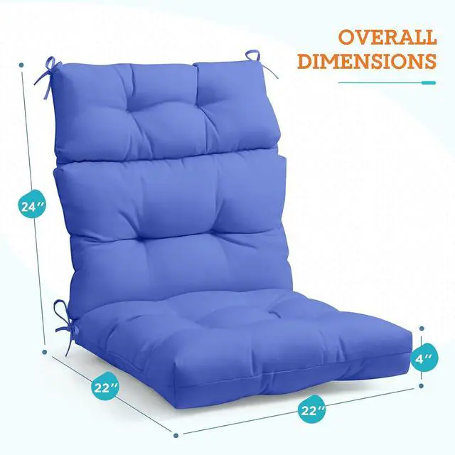Alt view image 3 of 7 - Tufted Outdoor/Indoor High Back Patio Chair Cushions, 2 Pack, 46'' x 22'', Ocean Blue