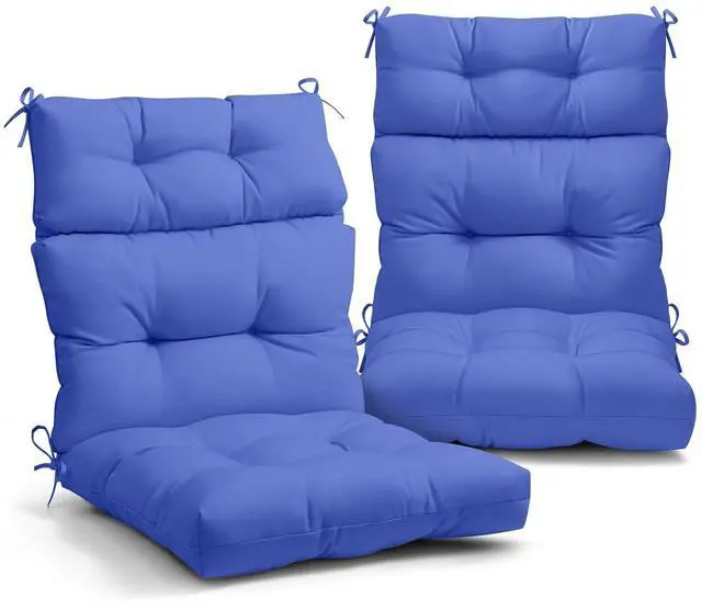 Main image of Tufted Outdoor/Indoor High Back Patio Chair Cushions, 2 Pack, 46'' x 22'', Ocean Blue