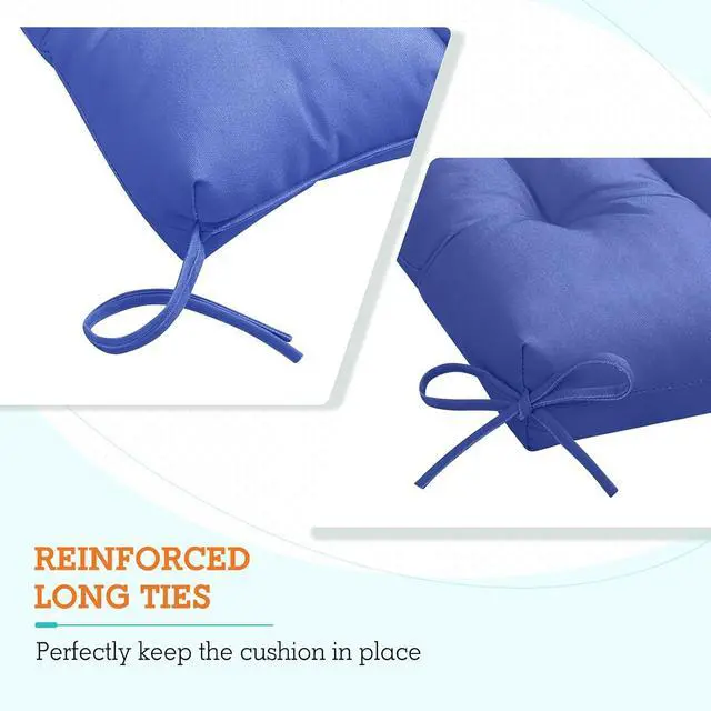 Alt view image 2 of 7 - Tufted Outdoor/Indoor High Back Patio Chair Cushions, 2 Pack, 46'' x 22'', Ocean Blue