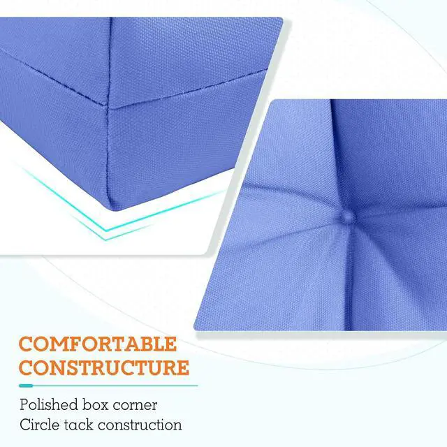 Alt view image 4 of 7 - Tufted Outdoor/Indoor High Back Patio Chair Cushions, 2 Pack, 46'' x 22'', Ocean Blue