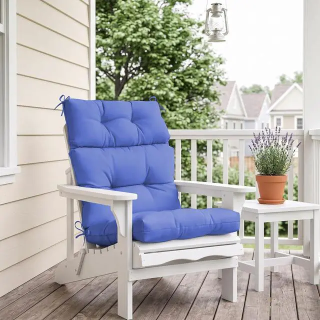 Alt view image 7 of 7 - Tufted Outdoor/Indoor High Back Patio Chair Cushions, 2 Pack, 46'' x 22'', Ocean Blue