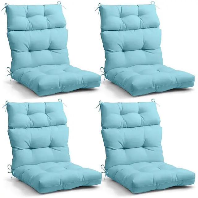 Main image of Tufted Outdoor/Indoor High Back Patio Chair Cushions, 4 Pack, 46'' x 22'', Aqua Blue
