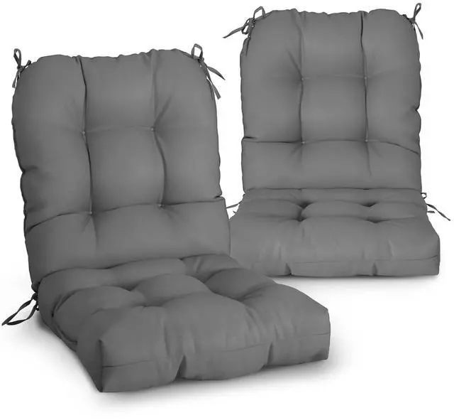 Main image of Tufted Outdoor/Indoor Seat/Back Chair Cushions, 2 Pack, 42'' x 21'', Gray
