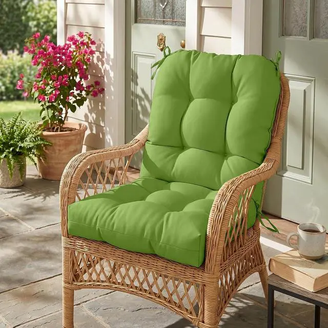 Alt view image 7 of 7 - Tufted Outdoor/Indoor Seat/Back Chair Cushions, 2 Pack, 42'' x 21'', Green