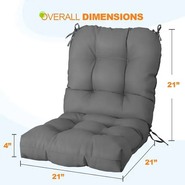 Alt view image 3 of 7 - Tufted Outdoor/Indoor Seat/Back Chair Cushions, 2 Pack, 42'' x 21'', Gray