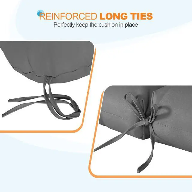 Alt view image 2 of 7 - Tufted Outdoor/Indoor Seat/Back Chair Cushions, 2 Pack, 42'' x 21'', Gray