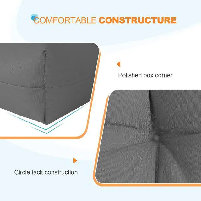 Alt view image 4 of 7 - Tufted Outdoor/Indoor Seat/Back Chair Cushions, 2 Pack, 42'' x 21'', Gray