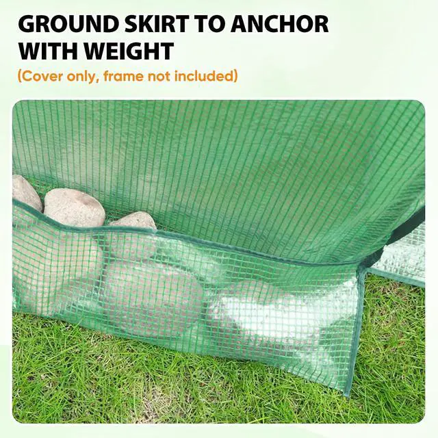 Alt view image 6 of 7 - Replacement Cover for 6.6x6.6 ft Hexagon Pop up Greenhouse, Front and Rear Roll-Up Zipper Entry Doors and 2 Roll-Up Side Windows (Frame Not Included), Green