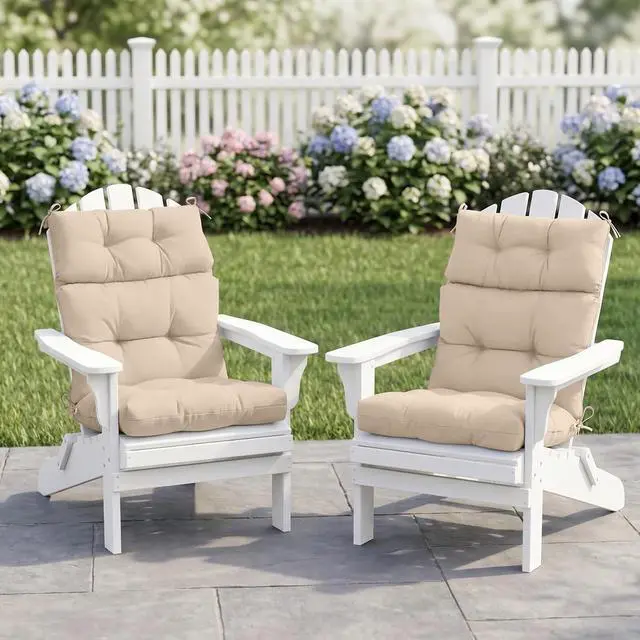 Alt view image 5 of 7 - Tufted Outdoor/Indoor High Back Patio Chair Cushions, 2 Pack, 46'' x 22'', Beige
