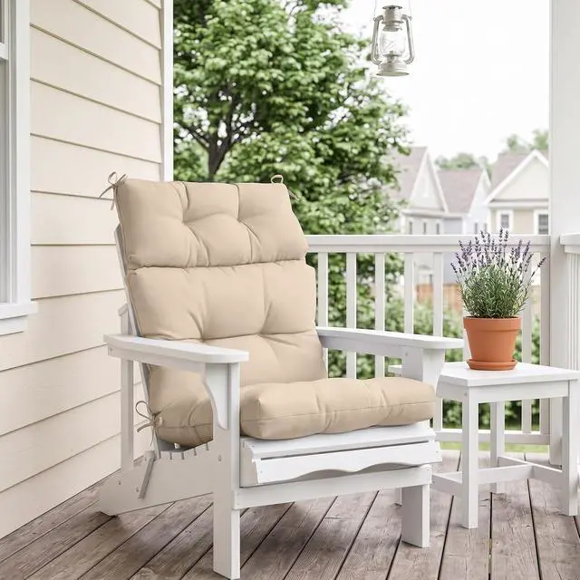Alt view image 7 of 7 - Tufted Outdoor/Indoor High Back Patio Chair Cushions, 2 Pack, 46'' x 22'', Beige