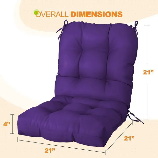 Alt view image 3 of 7 - Tufted Outdoor/Indoor Seat/Back Chair Cushions, 2 Pack, 42'' x 21'', Purple